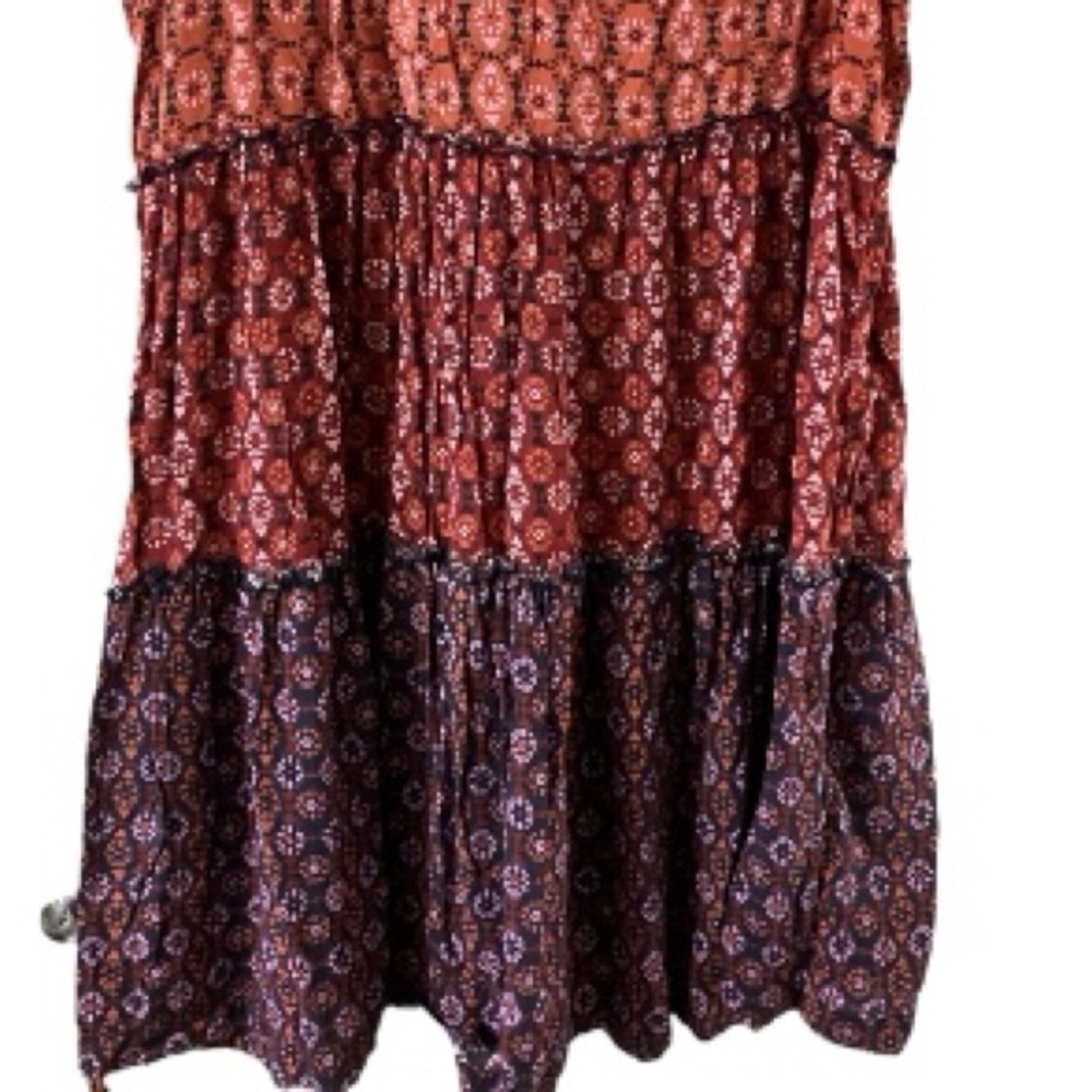 By Anthropologie Tiered Dress, Mini, Geometric, Sz M, Modal, Boho, Peasant - Picture 10 of 14